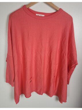 Mersea Coral Catalina Crew Neck Pullover Sweater One Size Tunic Lagenlook